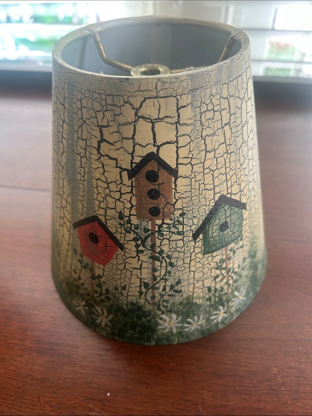 Stanley Crackle Birdhouse Lampshade - Cream, Red, Brown, Green
